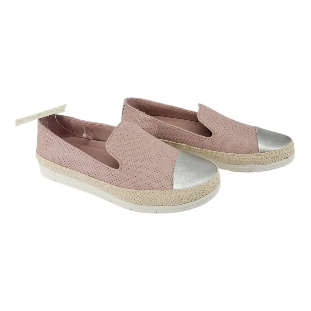 Kim Rogers Shoes Espadrille Flat Loafer 7.5 M Sneaker Pink Silver Slip On New